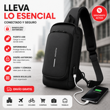 Bandolera Anti-Robo con USB para Hombre — Impermeable y Urbana